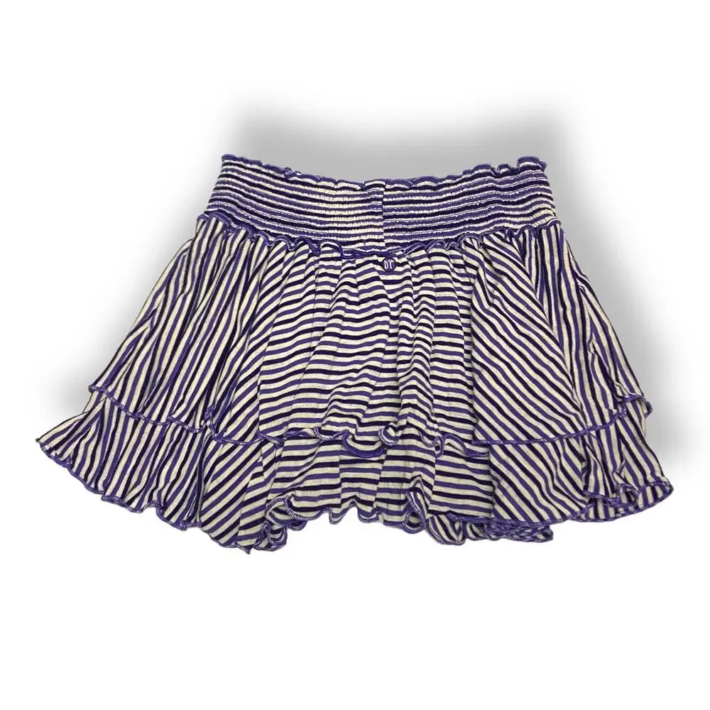 Daily‎ Threads Girls Skirt Size 12 Blue Gray Striped Knit Layered USA Made NEW